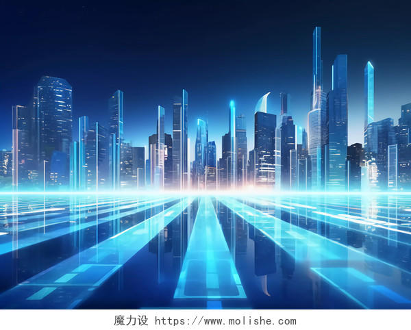 科技AI数字城市光线城市背景